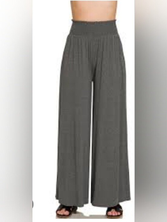 Zenana Outfitters Pants - Zenana Outfitters Charcoal Wide-Leg Pants Size Large